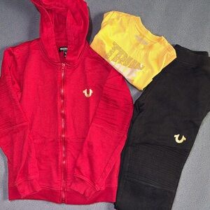 Red Hoodie and Black Jogging Set